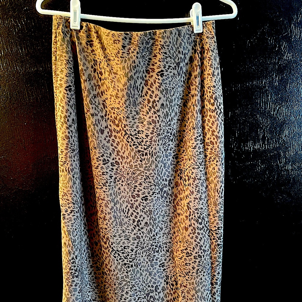 Animal Print Neutral Cheetah MIDI Length Elastic Skirt - tee shirt skirt!